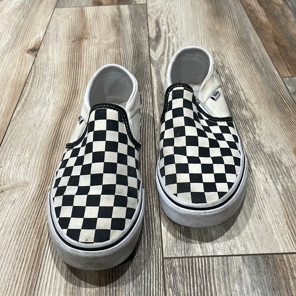 Checkered black and white vans. Size 7